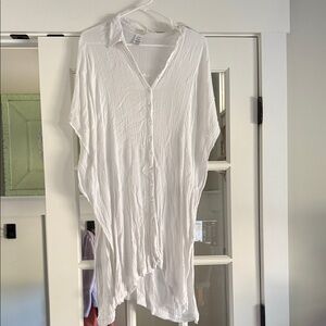 L*Space White Button-Down Swim Coverup
